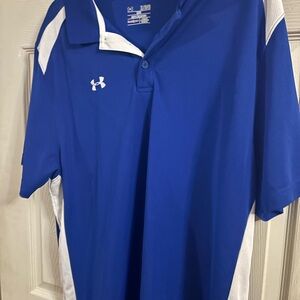 Adidas Men's Blue and White Polo Shirt